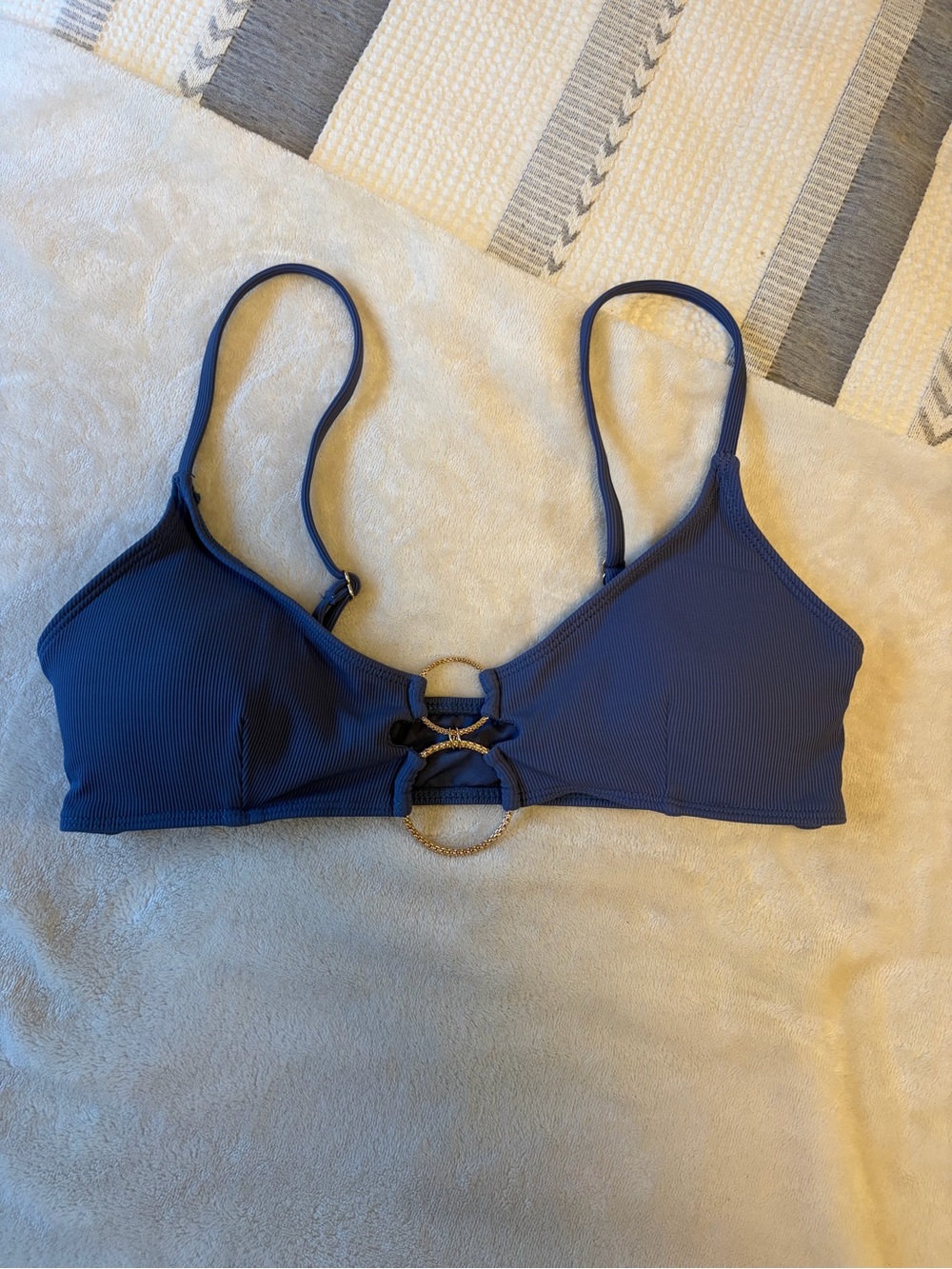 Garage Navy Biking Top with Gold Ring Accent